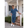 image:imageCOOFANDY Mens 2 Pieces Linen Set Henley Shirt Short Sleeve and Harem Capri Pants Wide Leg Baggy Beach Yoga Trousers OutfitsDenim Blue