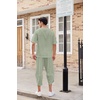 image:imageCOOFANDY Mens 2 Pieces Linen Set Henley Shirt Short Sleeve and Harem Capri Pants Wide Leg Baggy Beach Yoga Trousers OutfitsLight Green