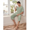 image:imageCOOFANDY Mens 2 Pieces Linen Set Henley Shirt Short Sleeve and Harem Capri Pants Wide Leg Baggy Beach Yoga Trousers OutfitsLight Green