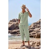 image:imageCOOFANDY Mens 2 Pieces Linen Set Henley Shirt Short Sleeve and Harem Capri Pants Wide Leg Baggy Beach Yoga Trousers OutfitsLight Green