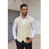 image:imageCOOFANDY Mens Business Suit Vests Slim Fit Formal Dress Waistcoat Groomsman Vest For WeddingLight Khaki