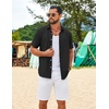 image:imageCOOFANDY Mens Casual Button Down Shirt Short Sleeve Lightweight Summer Beach Shirts Textured Linen ShirtBlack