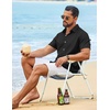 image:imageCOOFANDY Mens Casual Button Down Shirt Short Sleeve Lightweight Summer Beach Shirts Textured Linen ShirtBlack