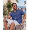 image:imageCOOFANDY Mens Casual Button Down Shirt Short Sleeve Lightweight Summer Beach Shirts Textured Linen ShirtBlue