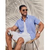 image:imageCOOFANDY Mens Casual Button Down Shirt Short Sleeve Lightweight Summer Beach Shirts Textured Linen ShirtLight Blue