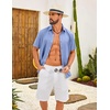 image:imageCOOFANDY Mens Casual Button Down Shirt Short Sleeve Lightweight Summer Beach Shirts Textured Linen ShirtLight Blue