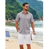 image:imageCOOFANDY Mens Casual Button Down Shirt Short Sleeve Lightweight Summer Beach Shirts Textured Linen ShirtLight Gray