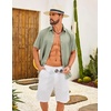 image:imageCOOFANDY Mens Casual Button Down Shirt Short Sleeve Lightweight Summer Beach Shirts Textured Linen ShirtLight Green