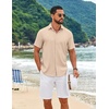 image:imageCOOFANDY Mens Casual Button Down Shirt Short Sleeve Lightweight Summer Beach Shirts Textured Linen ShirtLight Khaki