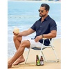 image:imageCOOFANDY Mens Casual Button Down Shirt Short Sleeve Lightweight Summer Beach Shirts Textured Linen ShirtNavy Blue