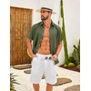 image:imageCOOFANDY Mens Casual Button Down Shirt Short Sleeve Lightweight Summer Beach Shirts Textured Linen ShirtOlive Green