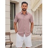 image:imageCOOFANDY Mens Casual Button Down Shirt Short Sleeve Lightweight Summer Beach Shirts Textured Linen ShirtPink
