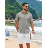 image:imageCOOFANDY Mens Casual Button Down Shirt Short Sleeve Lightweight Summer Beach Shirts Textured Linen ShirtSage Green