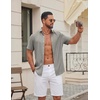 image:imageCOOFANDY Mens Casual Button Down Shirt Short Sleeve Lightweight Summer Beach Shirts Textured Linen ShirtSage Green