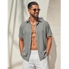 image:imageCOOFANDY Mens Casual Button Down Shirt Short Sleeve Lightweight Summer Beach Shirts Textured Linen ShirtSage Green