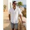 image:imageCOOFANDY Mens Casual Button Down Shirt Short Sleeve Lightweight Summer Beach Shirts Textured Linen ShirtWhite