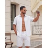 image:imageCOOFANDY Mens Casual Button Down Shirt Short Sleeve Lightweight Summer Beach Shirts Textured Linen ShirtWhite
