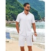 image:imageCOOFANDY Mens Casual Button Down Shirt Short Sleeve Lightweight Summer Beach Shirts Textured Linen ShirtWhite