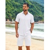 image:imageCOOFANDY Mens Casual Button Down Shirt Short Sleeve Lightweight Summer Beach Shirts Textured Linen ShirtWhite