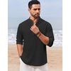 image:imageCOOFANDY Mens Casual Henley Shirt Long Sleeve Band Collar Shirts Summer Beach Hippie Button TShirtsBlack