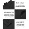 image:imageCOOFANDY Mens Casual Henley Shirt Long Sleeve Band Collar Shirts Summer Beach Hippie Button TShirtsBlack