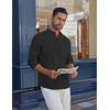 image:imageCOOFANDY Mens Casual Henley Shirt Long Sleeve Band Collar Shirts Summer Beach Hippie Button TShirtsBlack