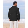 image:imageCOOFANDY Mens Casual Henley Shirt Long Sleeve Band Collar Shirts Summer Beach Hippie Button TShirtsBlack
