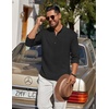 image:imageCOOFANDY Mens Casual Henley Shirt Long Sleeve Band Collar Shirts Summer Beach Hippie Button TShirtsBlack