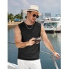 image:imageCOOFANDY Mens Casual Knitted Tank Tops Crew Neck Sleeveless Muscle T Shirts Summer Beach TopsBlack