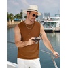 image:imageCOOFANDY Mens Casual Knitted Tank Tops Crew Neck Sleeveless Muscle T Shirts Summer Beach TopsCamel Brown