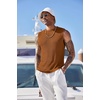 image:imageCOOFANDY Mens Casual Knitted Tank Tops Crew Neck Sleeveless Muscle T Shirts Summer Beach TopsCamel Brown