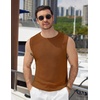 image:imageCOOFANDY Mens Casual Knitted Tank Tops Crew Neck Sleeveless Muscle T Shirts Summer Beach TopsCamel Brown