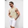 image:imageCOOFANDY Mens Casual Knitted Tank Tops Crew Neck Sleeveless Muscle T Shirts Summer Beach TopsCream
