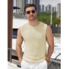 image:imageCOOFANDY Mens Casual Knitted Tank Tops Crew Neck Sleeveless Muscle T Shirts Summer Beach TopsCream