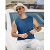 image:imageCOOFANDY Mens Casual Knitted Tank Tops Crew Neck Sleeveless Muscle T Shirts Summer Beach TopsDusty Blue