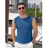 image:imageCOOFANDY Mens Casual Knitted Tank Tops Crew Neck Sleeveless Muscle T Shirts Summer Beach TopsDusty Blue