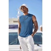 image:imageCOOFANDY Mens Casual Knitted Tank Tops Crew Neck Sleeveless Muscle T Shirts Summer Beach TopsDusty Blue