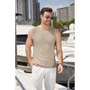 image:imageCOOFANDY Mens Casual Knitted Tank Tops Crew Neck Sleeveless Muscle T Shirts Summer Beach TopsKhaki