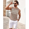 image:imageCOOFANDY Mens Casual Knitted Tank Tops Crew Neck Sleeveless Muscle T Shirts Summer Beach TopsKhaki Stripe