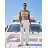 image:imageCOOFANDY Mens Casual Knitted Tank Tops Crew Neck Sleeveless Muscle T Shirts Summer Beach TopsKhaki Stripe
