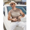 image:imageCOOFANDY Mens Casual Knitted Tank Tops Crew Neck Sleeveless Muscle T Shirts Summer Beach TopsKhaki Stripe