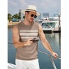 image:imageCOOFANDY Mens Casual Knitted Tank Tops Crew Neck Sleeveless Muscle T Shirts Summer Beach TopsKhaki Stripe