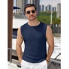 image:imageCOOFANDY Mens Casual Knitted Tank Tops Crew Neck Sleeveless Muscle T Shirts Summer Beach TopsNavy Blue