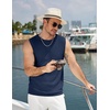 image:imageCOOFANDY Mens Casual Knitted Tank Tops Crew Neck Sleeveless Muscle T Shirts Summer Beach TopsNavy Blue