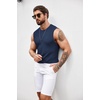 image:imageCOOFANDY Mens Casual Knitted Tank Tops Crew Neck Sleeveless Muscle T Shirts Summer Beach TopsNavy Blue