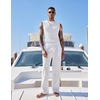 image:imageCOOFANDY Mens Casual Knitted Tank Tops Crew Neck Sleeveless Muscle T Shirts Summer Beach TopsWhite