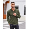 image:imageCOOFANDY Mens Casual Polo Shirts Long Sleeve Textured Knit Tee Shirt Wrok TshirtsArmy Green