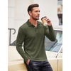 image:imageCOOFANDY Mens Casual Polo Shirts Long Sleeve Textured Knit Tee Shirt Wrok TshirtsArmy Green