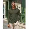 image:imageCOOFANDY Mens Casual Polo Shirts Long Sleeve Textured Knit Tee Shirt Wrok TshirtsArmy Green