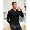 image:imageCOOFANDY Mens Casual Polo Shirts Long Sleeve Textured Knit Tee Shirt Wrok TshirtsBlack